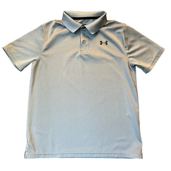 Under Armour Boy's LG Gray Loose Fit Heatgear Polo Shirt - Picture 1 of 5